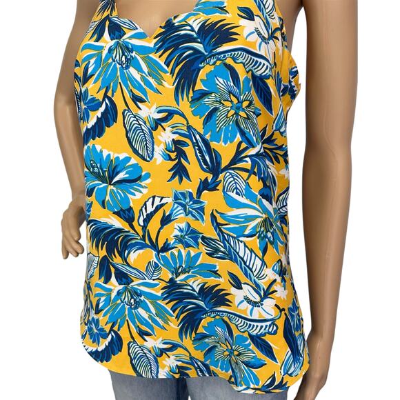 2/$30 J. Crew Floral Scalloped Cami Top Blanche Floral Yellow Blue AO912 Size 4 - Picture 8 of 13